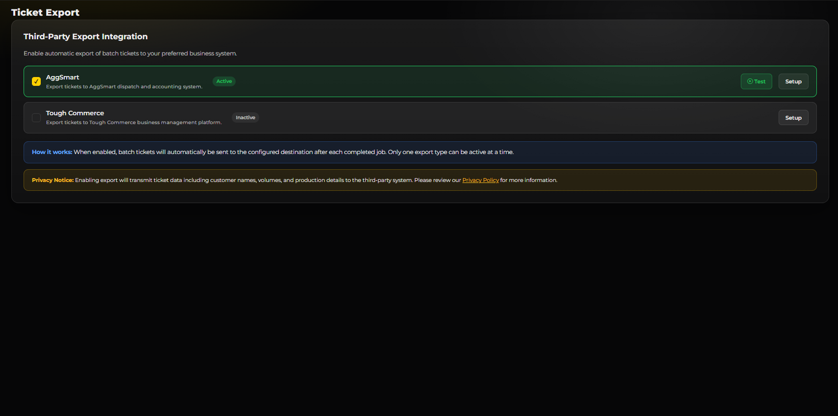 Ticket Export